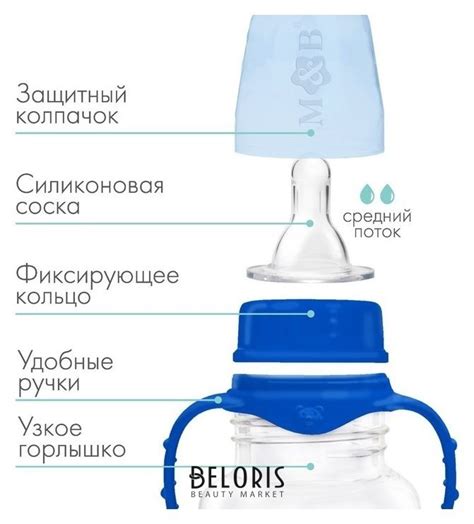 Бутылочка для кормления детская классическая, с ручками, 150 мл, от 0 ...