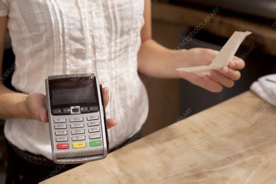 Waitress Holding Credit Card Reader Stock Image F009 9134 Science