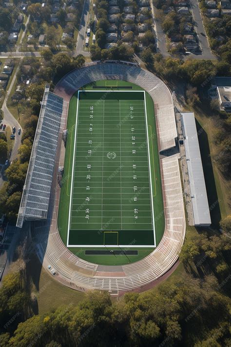 Premium Photo | An aerial view of the football stadium with the ...