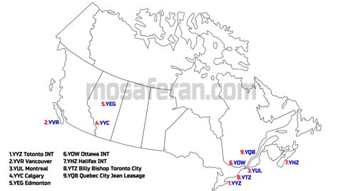 Canada Major International Airports Map Mosaferan