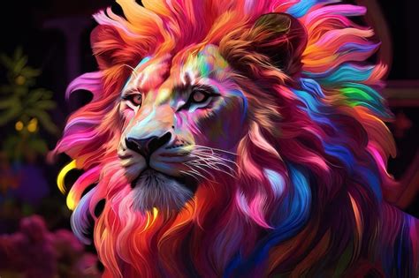 Premium Photo Luminous Roar Neon Lions Technicolor Majesty