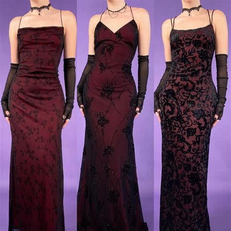 Vintage Goth Red Dresses Pretty Prom Dresses Goth Prom Dress