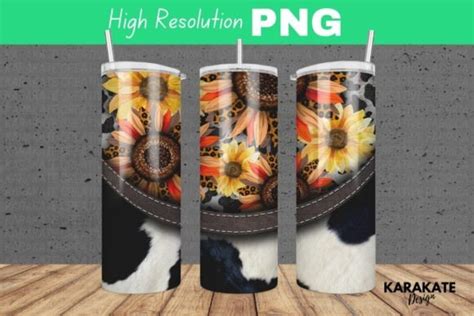 Sunflower Cowhide Black 20oz Tumbler Graphic By KARAKATE Creative