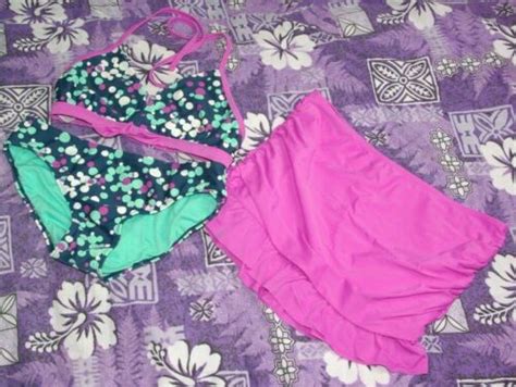 LOT XHILARATION GIRLS XL XL BIKINI TOP BOTTOM SWIMSUIT COVER UP SKIRT SET EBay