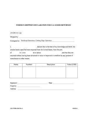 Foreign Shipper Declaration Example Fill Online Printable Fillable