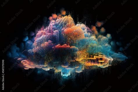 Hyper Detailed K Cartoon High Tech Abstract Cloud Of Data