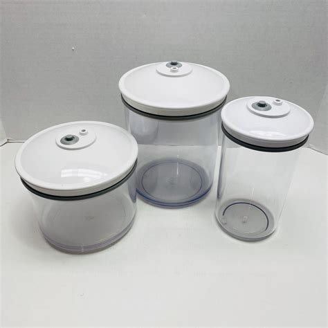 Foodsaver Snail Vacuum Seal Canister Set Lot Of 3 Clear 80 50 30 Oz Ebay