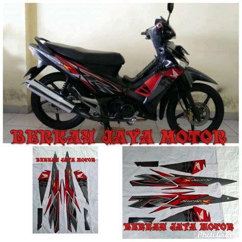 Jual STIKER STRIPING MOTOR HONDA SUPRA X 125 R 2010 BODY FULL HITAM