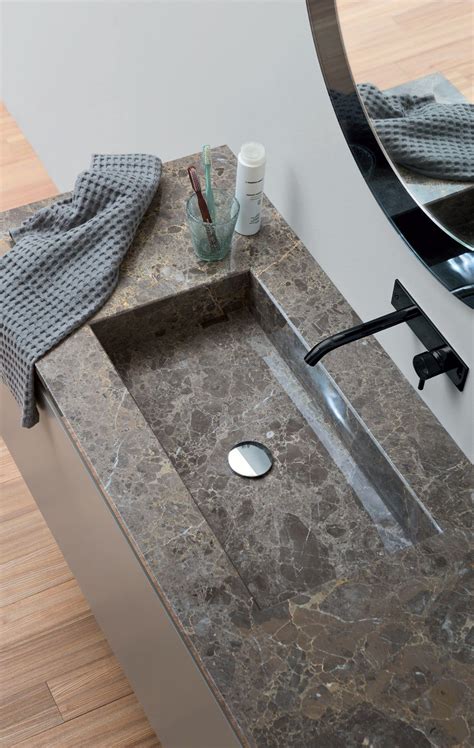 Rectangular Marble Washbasin With Integrated Countertop Marble Top By