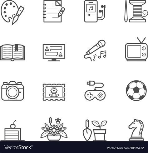 Hobbies icons Royalty Free Vector Image - VectorStock