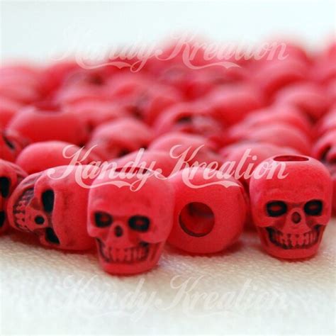 50 Red Skull Pony Beads Day Of The Dead Pirate Crafts