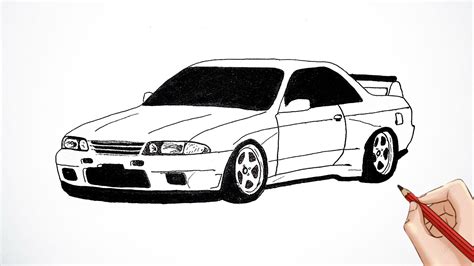 How To Draw A Nissan Gtr Drawing Nissan Gtr R Skyline Step By Step