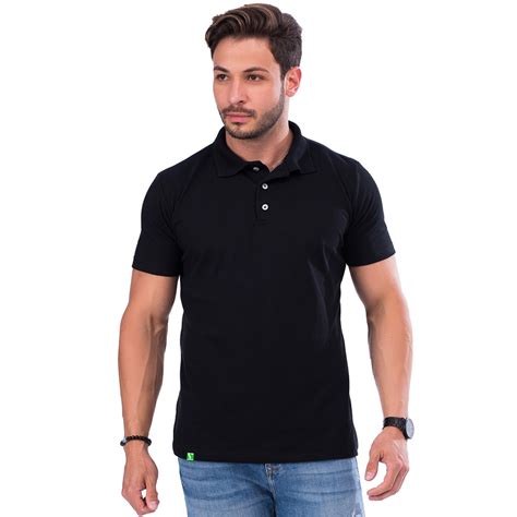 Camiseta Camisa Gola Polo Masculina Preta Lisa Varias Cores Escorrega