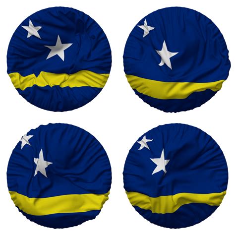 Curacao Flag In Round Shape Isolated With Four Different Waving Style Bump Texture 3d