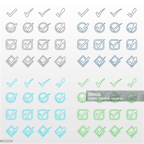 A Large Set Of Multicolored Checkboxes On A White Background Stock