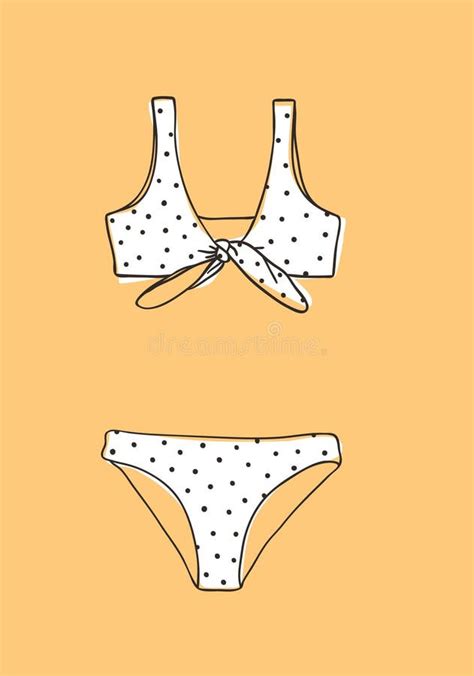 Hand Drawn Summer Bikini Illustration Actual Tropical Vector Background Artistic Doodle