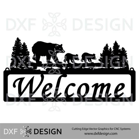 Bear And Cubs Welcome Dxf File Cnc Plasma Cutting