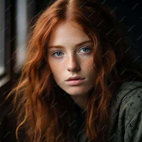 Premium Photo Portrait Photography Of A Redhead Female In The Style