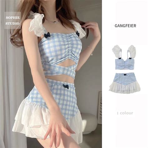 Đồ Bơi Cô Gái Sinh Viên Chia Váy Phong Cách Bikini Tươi Kỳ Nghỉ Phong Cách Nhật Bản ins Bao Bụng