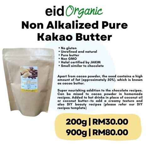 Eid Organic Raw Cacao Butter Unrefined Kakao Butter Shopee Malaysia