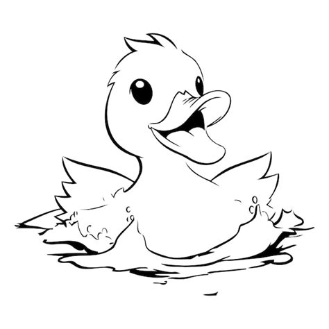 Ilustración de un lindo pato de dibujos animados nadando en el vector