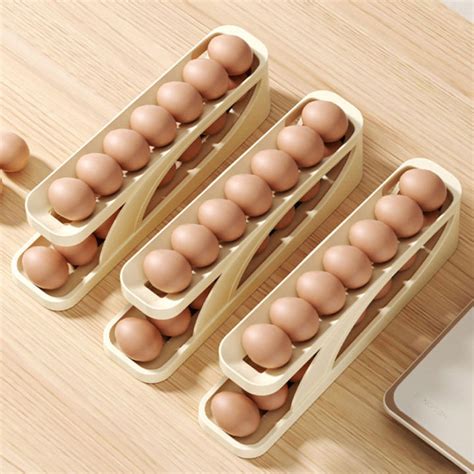 Automatic Rolling Egg Holder Rack Fridge Egg Storage Box Egg Container