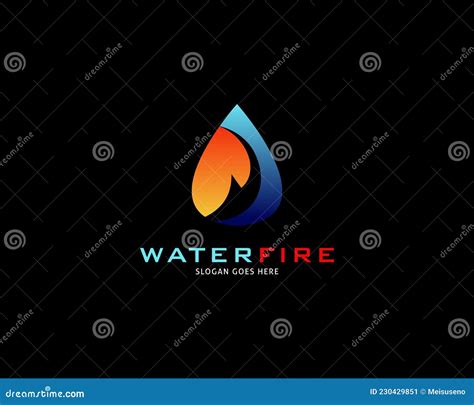 Water Drop Fire Logo Design Template Icon Stock Vector Illustration