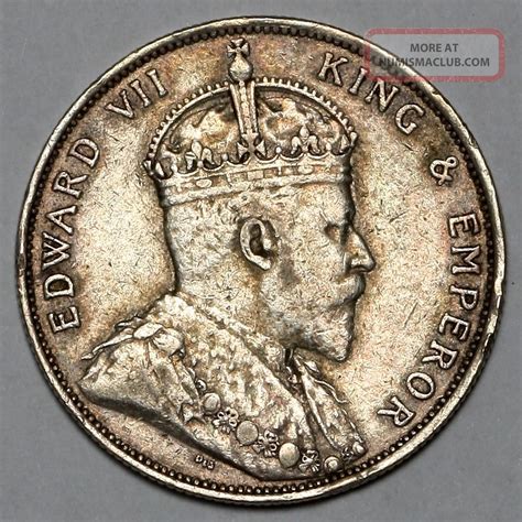 King Edward Vii Hong Kong Silver Fifty Cent Coin