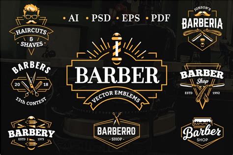 Barber Emblems Logo Templates Design Cuts