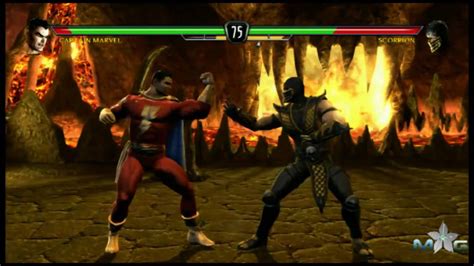 Mortal Kombat Vs Dcu Captain Marvel Vs Scorpion Fight Youtube