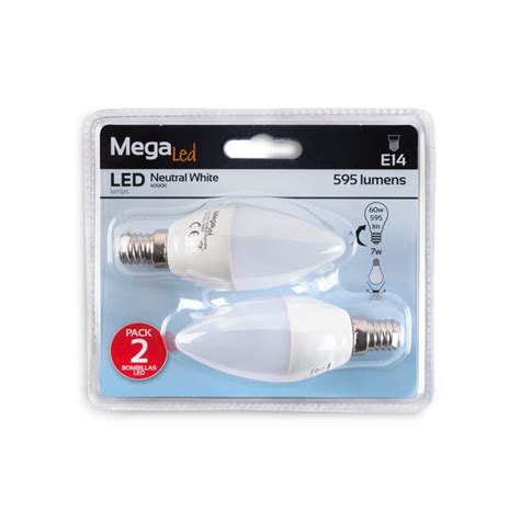 PACK 2 LÂMPADAS LED VELA E14 7 W LUZ NEUTRA Brico Depôt