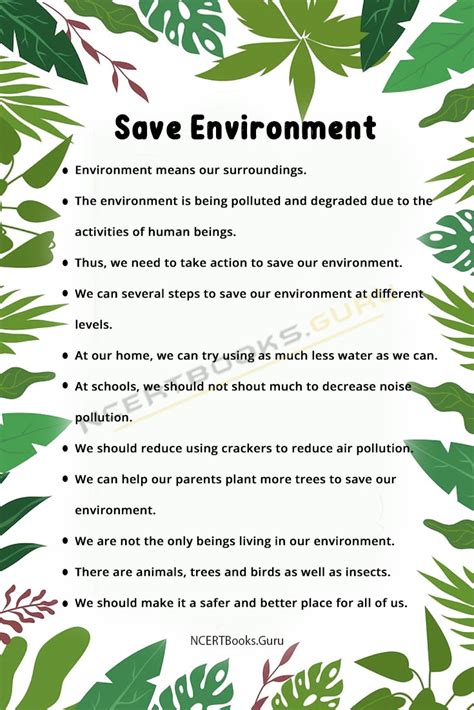 10 Lines On Save Environment For Students And Children In English