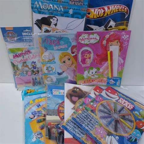 Lote Livros Para Colorir Giz De Cera E L Pis Variados Temas Infantis Princesas Minnie Hot