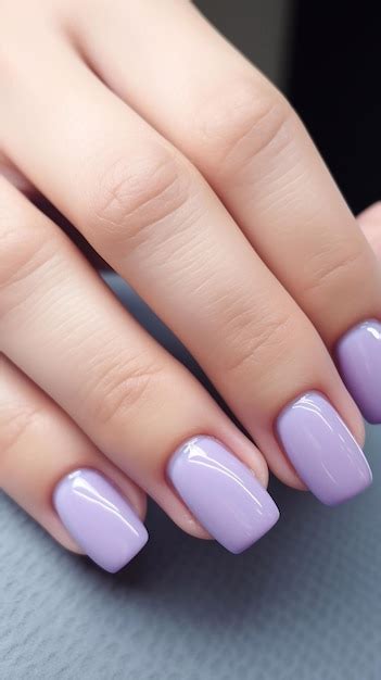 Premium Photo Beautiful Glossy Lilac Soft Light Nude Manicure