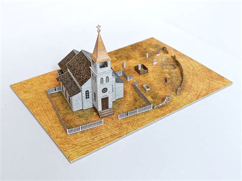 Church Paper Model DIY Template White Church With Cemetery Quality ...