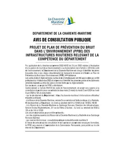 Avis De Consultation Publique Projet De Ppbe Iv Echeance Des