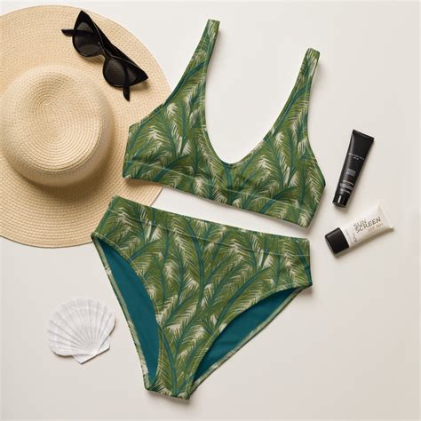 Olive Green Bikini Tropical Bathing Suit Two Piece Swimsuit Etsy