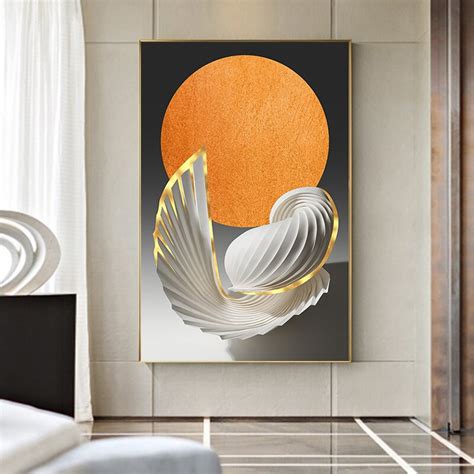 Modern Abstract Orange Golden Flowing Wall Art Fine Art Canvas Prints – NordicWallArt.com