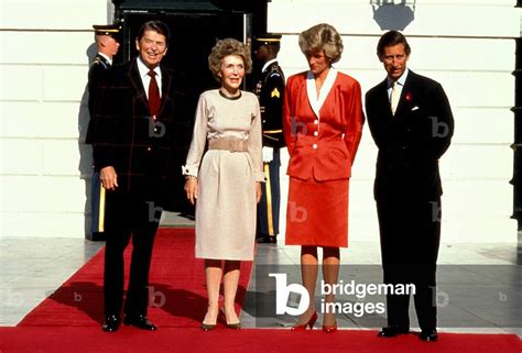 Ronald Reagan And His Wife Nancy With Prince Charles Of Wales And