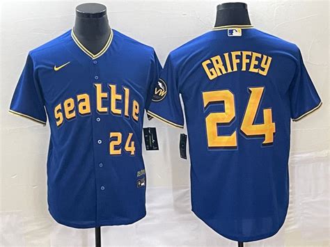 Mariners 24 Ken Griffey Jr Royal Nike 2023 City Connect Cool Base Jersey