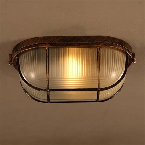 Industrial Flush Mount Light Ceiling Mount Lamp E27 in Rust | Homary UK