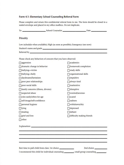 Free 9 School Counseling Forms In Pdf Ms Word