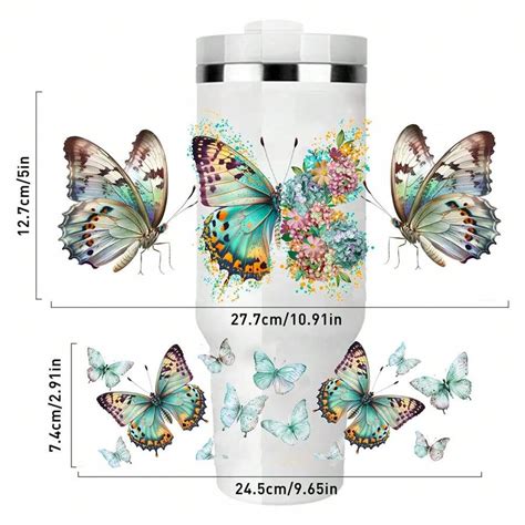 1 Set 2 Pcs Uv Dtf Cup Wraps Transfer For 40 Oz Tumbler Colorful Flower