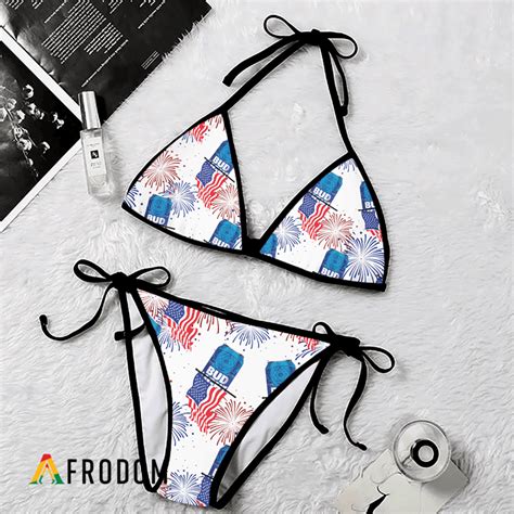 Bud Light American Flag Fireworks Bikini Set Swimsuit Beach Bud Light Afrodom