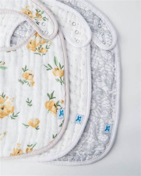 Cotton Muslin Classic Bib 3 Pack Yellow Rose Set Muslin Cotton