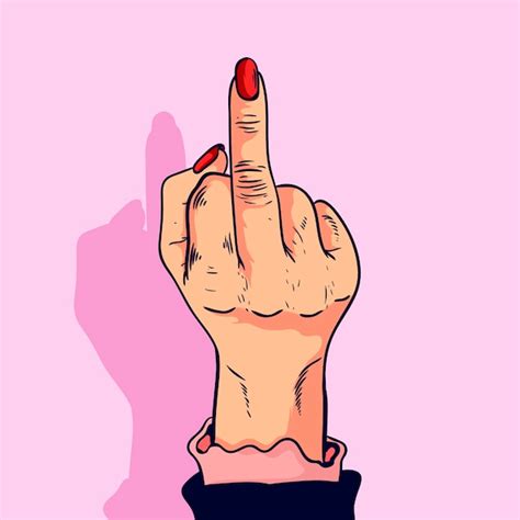 Realistische Hand Getekend Vrouwelijk Fuck You Symbool Gratis Vector