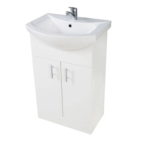 Scudo Lanza 650mm Floor Standing Vanity Unit With Basin In Gloss White