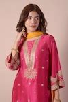 Buy Magenta Kurta And Palazzo Bamberg Silk Embroidery Zari Thread Gota