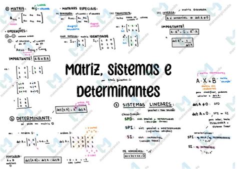 Resumo Matrizes Sistemas E Determinantes Matemagicando