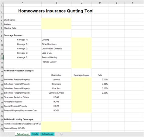 Home Contents Calculator Spreadsheet Pertaining To Insurance